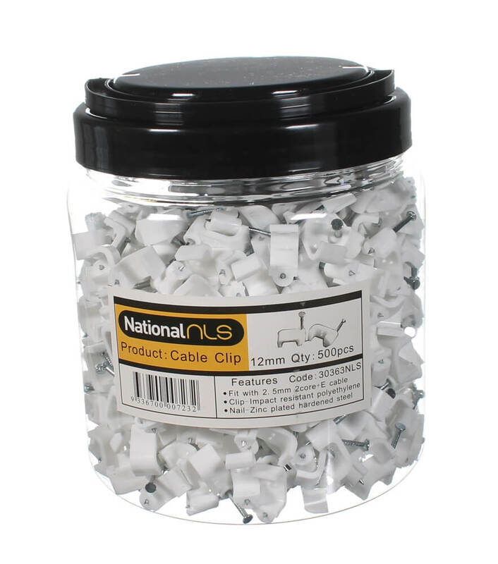 12MM CABLE CLIPS TO SUIT 2.5MM TWIN & EARTH | 500 JAR