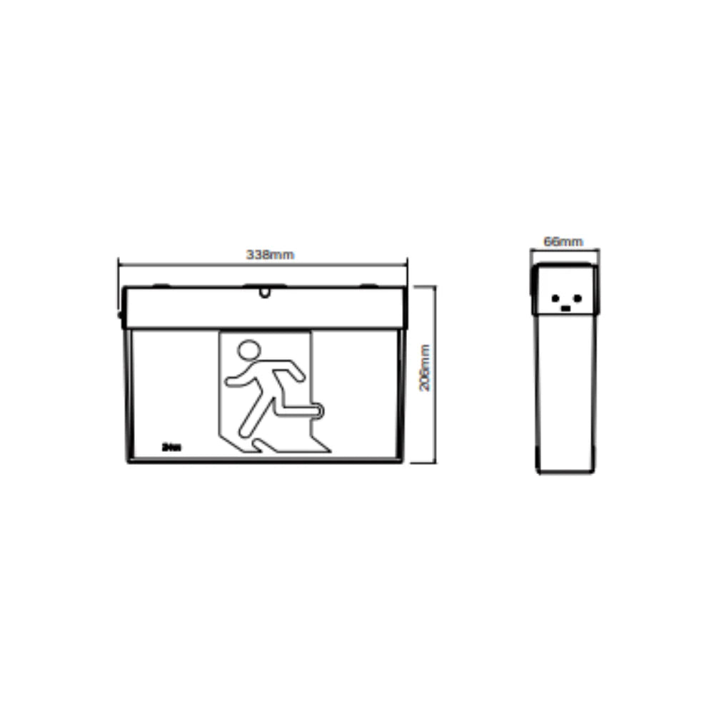 TRADELIKE VECTA EMERGENCY EXIT SURFACE MOUNT SIGN WHITE