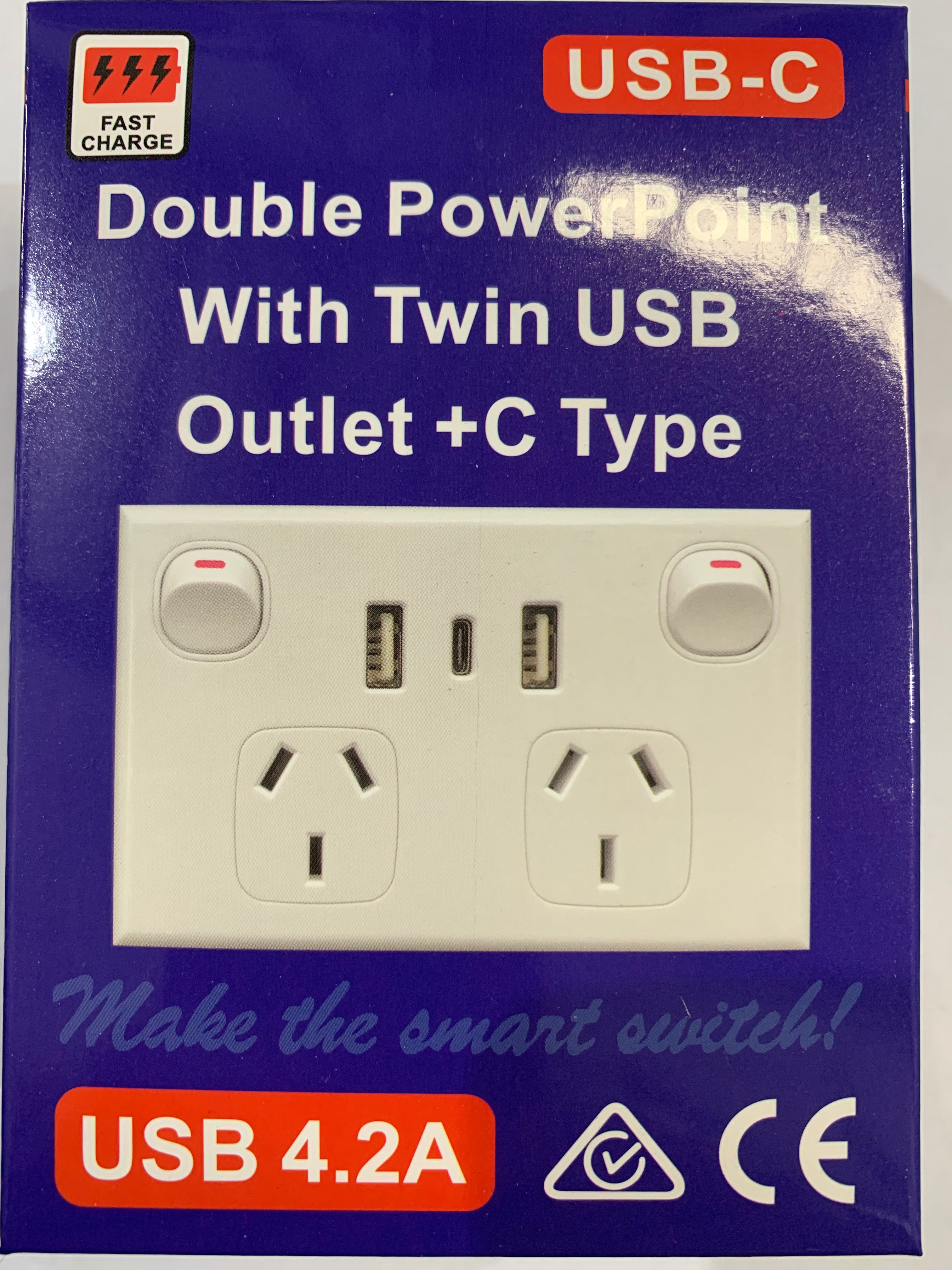 DOUBLE POINT WITH TWIN USB OUTLET + C TYPE