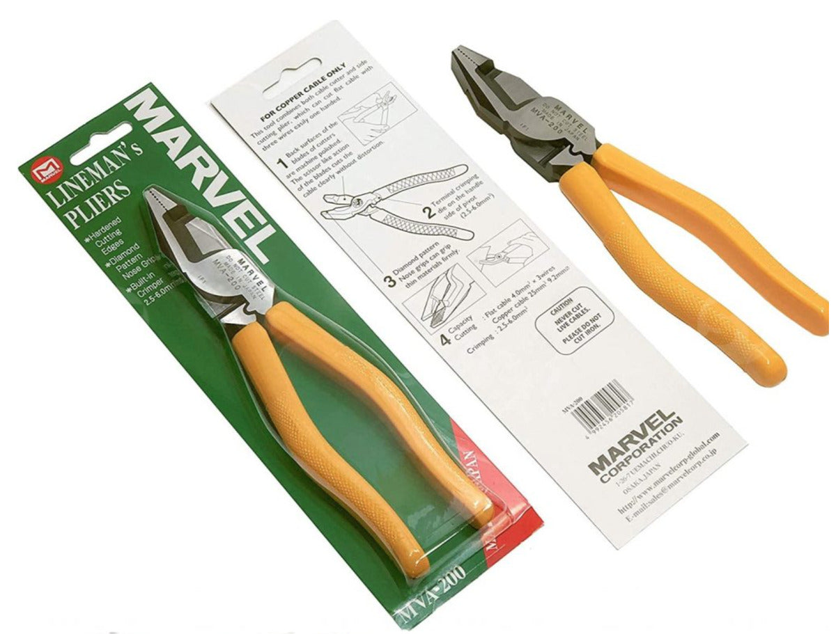 MARVEL CABLE CUTTING LINESMAN'S ORANGE PLIERS